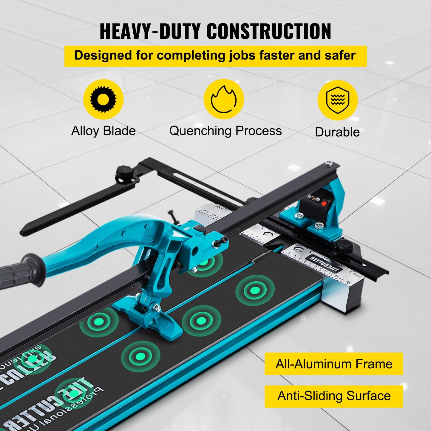 Manual Tile Cutter, 24 inch, Porcelain Ceramic Tile Cutter with Tungsten Carbide Cutting Wheel, Infrared Positioning, Anti-Skid Feet, Durable Rails for professional installers or beginners