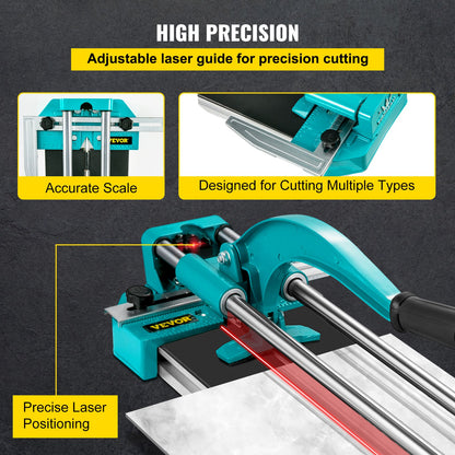 24 Inch Manual Tile Cutter Double Rails, Professional Tile Cutter W/Alloy Cutting Wheel for Porcelain and Ceramic Tiles