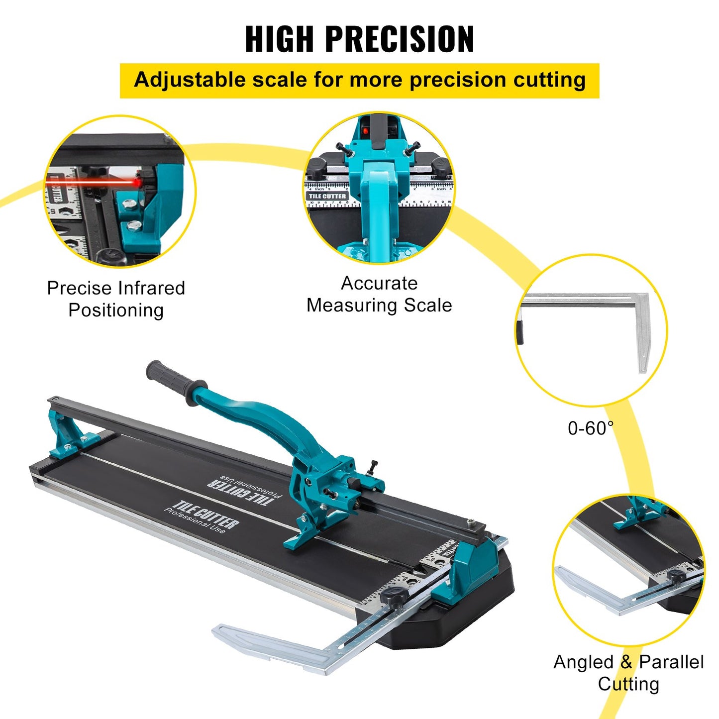 Tile Cutter 31 Inch,Manual Tile Cutter Single Rail with Precise Laser Positioning, Alloy Cutter Wheel with Ergonomic Handle, Accurate Rulers, For Large Tile 0.24\"-0.59\" Thickness