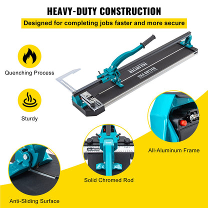 Tile Cutter 31 Inch,Manual Tile Cutter Single Rail with Precise Laser Positioning, Alloy Cutter Wheel with Ergonomic Handle, Accurate Rulers, For Large Tile 0.24\"-0.59\" Thickness