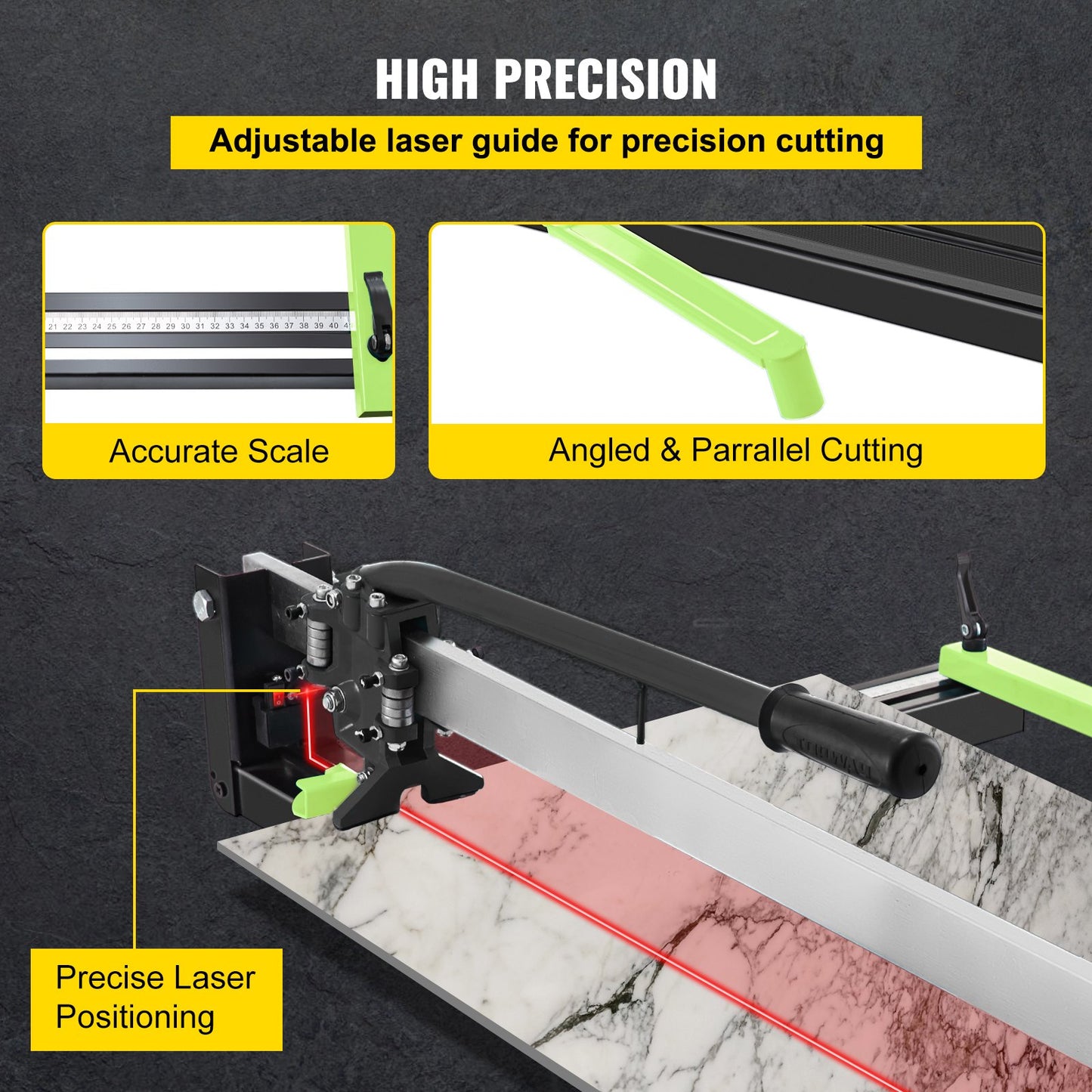 31 Zoll blauer manueller Fliesenschneider mit präziser Laserpositionierung und rutschfester Gummioberfläche. Einzelschiene und Halterung. Geeignet für Porzellan- und Keramikbodenfliesen.