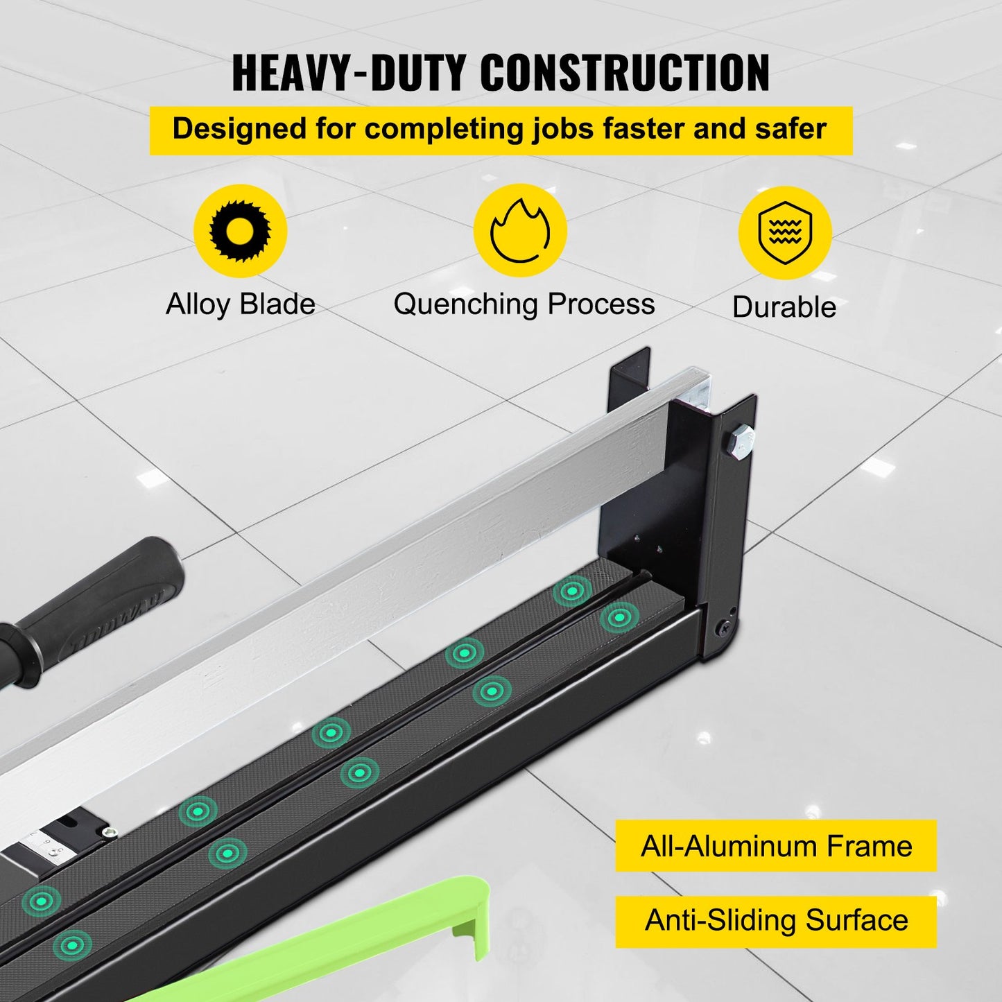 31 Zoll blauer manueller Fliesenschneider mit präziser Laserpositionierung und rutschfester Gummioberfläche. Einzelschiene und Halterung. Geeignet für Porzellan- und Keramikbodenfliesen.
