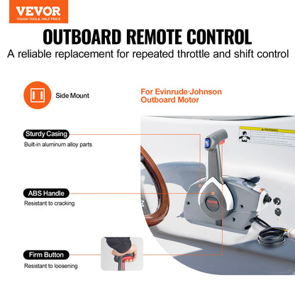 Boat Throttle Control, 5006180 Side-Mounted Outboard Remote Control Box for Evinrude Johnson, Marine Throttle Control Box with Power Trim Switch and Lanyard
