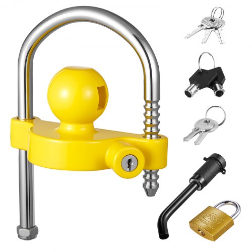 Trailer Hitch Lock Kit, Fits for 1-7/8 in, 2 in, 2-5/16 in Couplers, Heavy-Duty Anti-Theft Trailer Ball Lock with Keys, Prying-Resistant, Adjustable Height Design for RVs, Boats, Trailers
