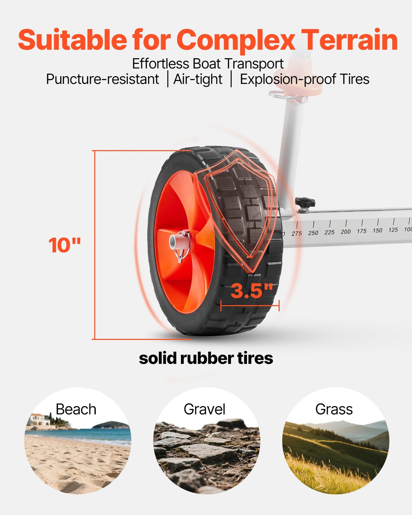 Kayak Cart, 230 lbs Load Capacity, Canoe Cart Dolly with 10-inch Solid PU Tires & Kickstand, Assembles & Disassembles Within Seconds, Paddle Board Trolley for Kayaks, Canoes, Paddleboards