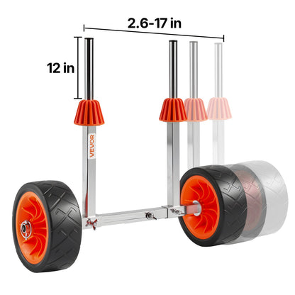 Kayak Cart, 250 lbs Load Capacity, Canoe Cart Dolly with 7.5-inch Solid Rubber Tires & Kickstand, Assembles & Disassembles Within Seconds, Paddle Board Trolley for Kayaks, Canoes, Paddleboards