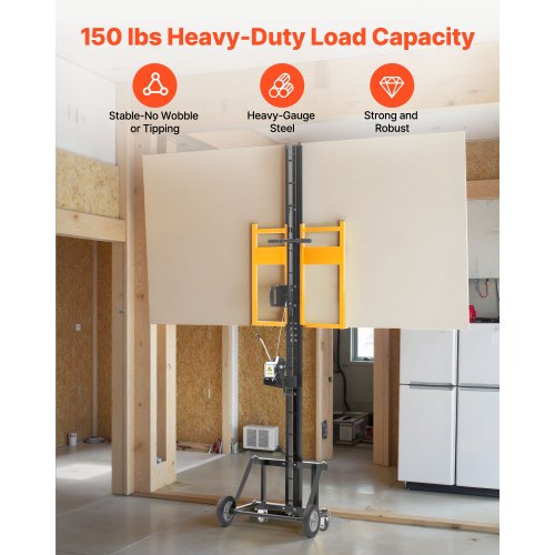 Gipslyft, Kraftig 68 kg gipslyft för tak- och vägginstallation, Gipsinstallation för en person, 1219x4878 mm Max. Vertikal panellyft med hjul, Enkel transport (Gul) |  EU