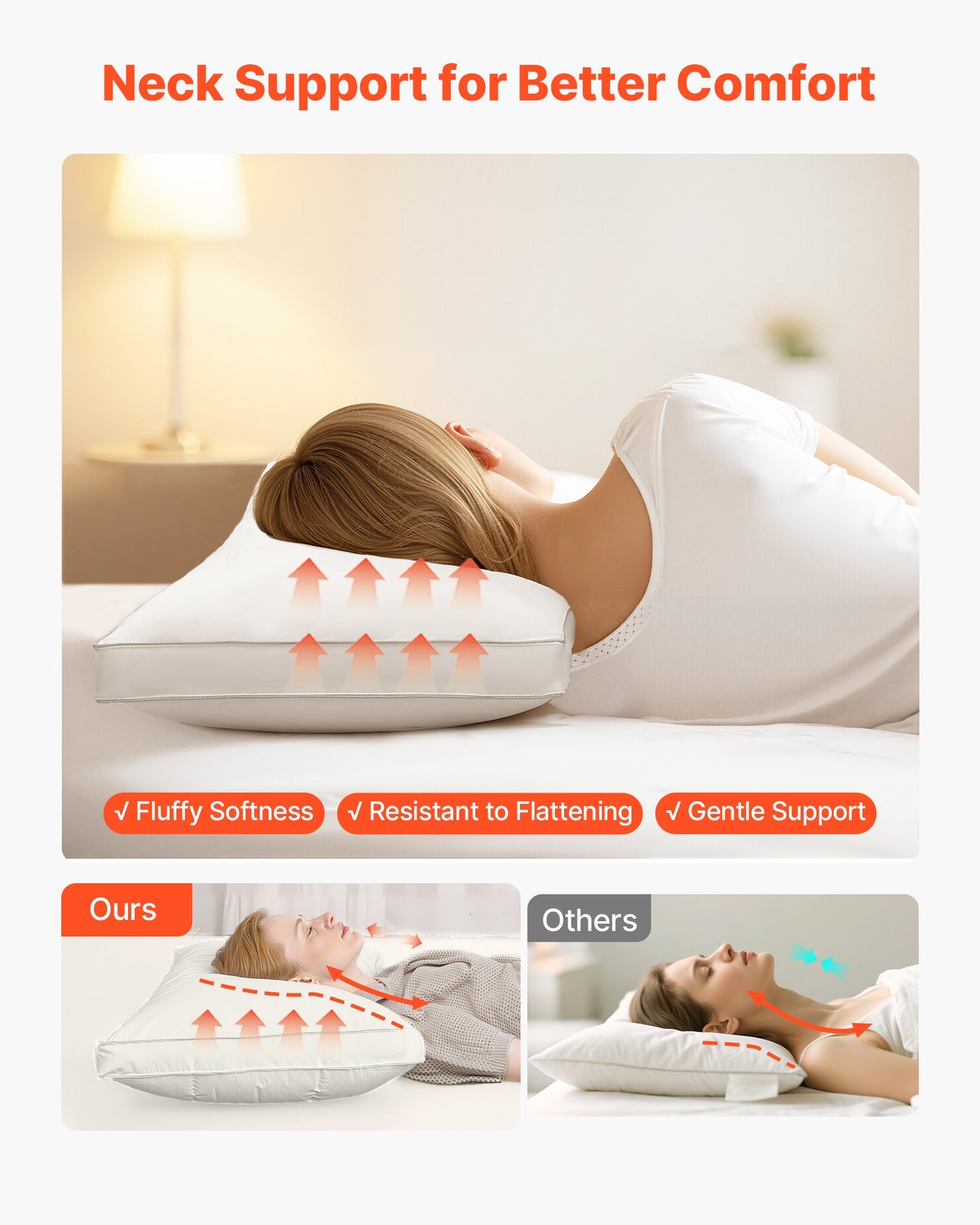 Bed Pillows for Sleeping, Set of 2, King Size Luxury Quality Hotel Pillows with Original Down Alternative Filling, Supportive and Fluffy, Bedding for Back, Stomach and Side Sleepers, White