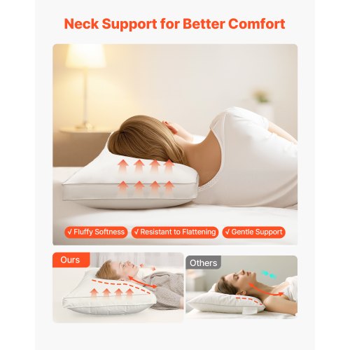 Sängkuddar för att sova, set om 2, queen size lyxiga kvalitetshotellkuddar med original dunfyllning, stödjande och fluffiga, sängkläder för rygg-, mag- och sidosovere, vit |  EU