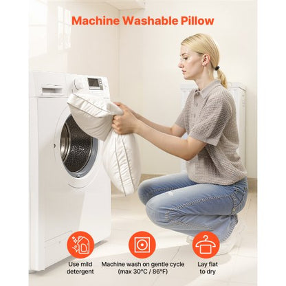 Sängkuddar för att sova, set om 2, queen size lyxiga kvalitetshotellkuddar med original dunfyllning, stödjande och fluffiga, sängkläder för rygg-, mag- och sidosovere, vit |  EU