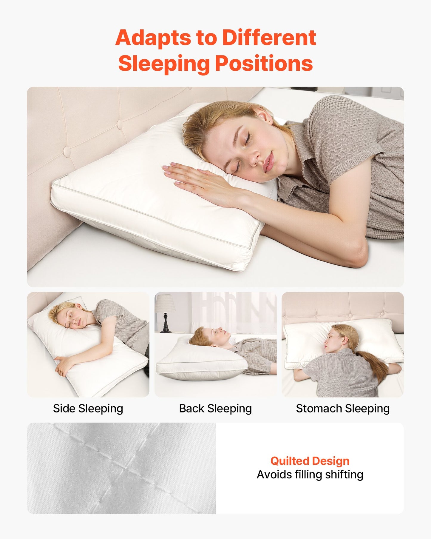 Bed Pillows for Sleeping, Set of 2, Queen Size Luxury Quality Hotel Pillows with Original Down Alternative Filling, Supportive and Fluffy, Bedding for Back, Stomach and Side Sleepers, White