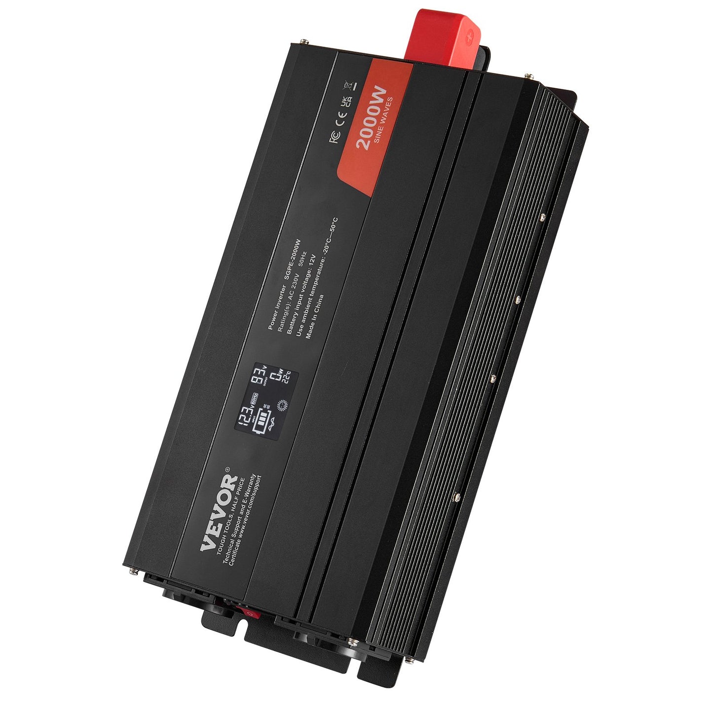 Pure Sine Wave Power Inverter 2000W DC12V till AC230V LCD-fjärrkontroll CE
