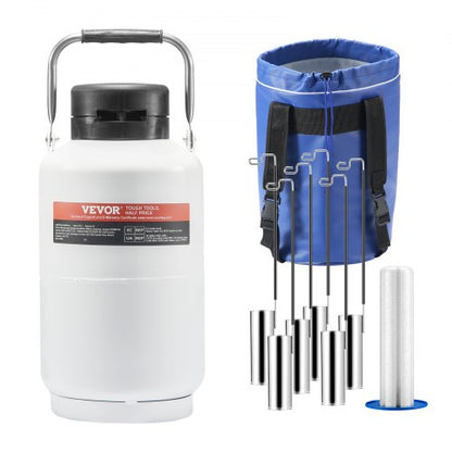 Liquid Nitrogen Tank 3 L Aluminum Alloy LN2 Container Dewar 6 Canisters