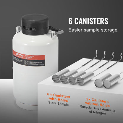 Flytande kvävetank 3 L aluminiumlegering LN2 behållare Dewar 6 kapslar