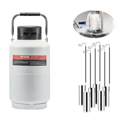 Flytande kvävetank 3 L aluminiumlegering LN2 behållare Dewar 6 kapslar