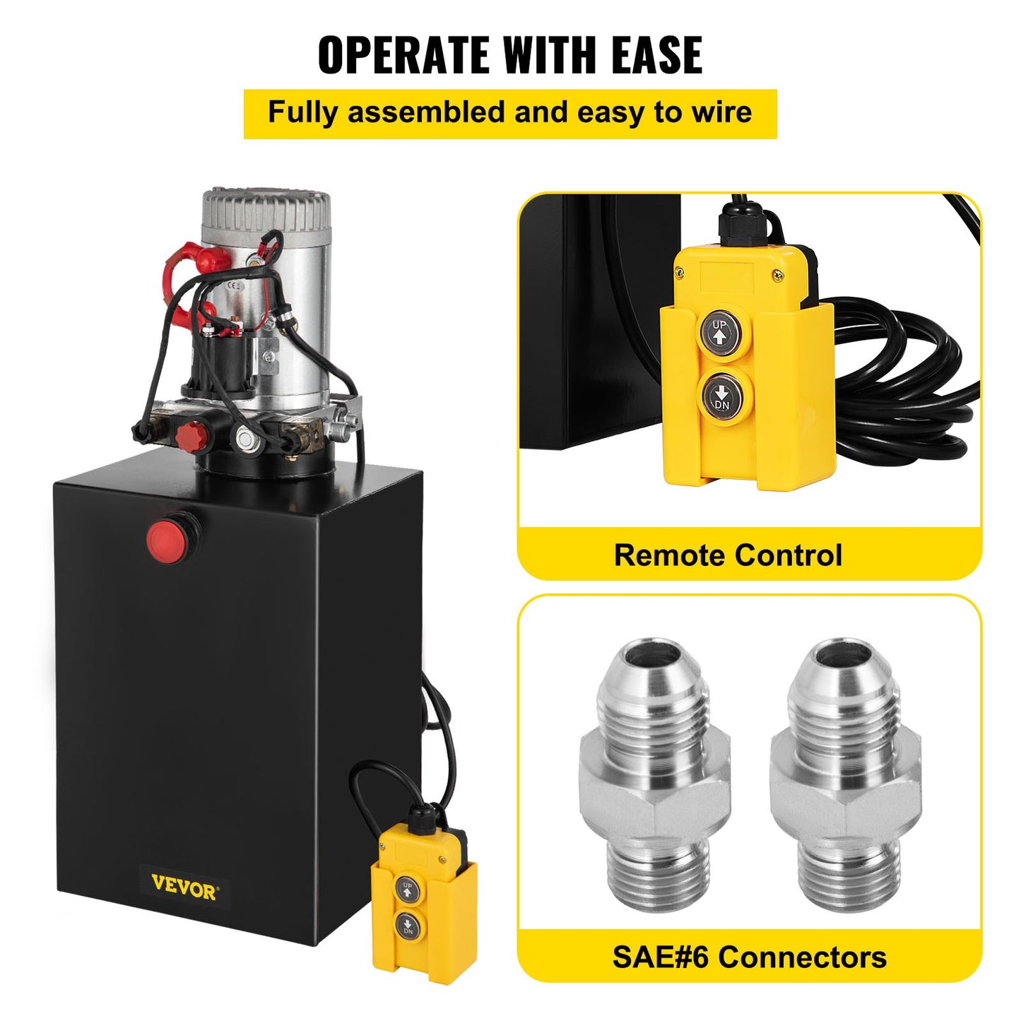 Hydraulic Pump Electric Hydraulic Pump 20 Quart Double Acting Metal Reservoir for Dump Trailer