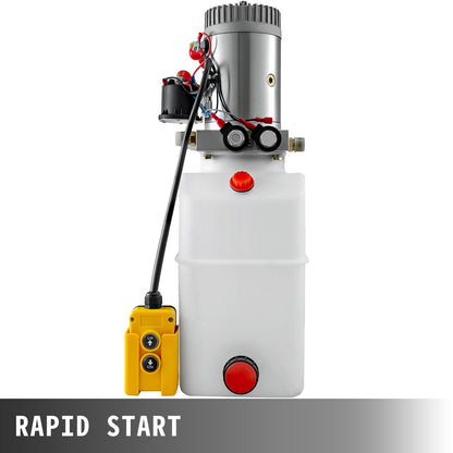 6 Quart Hydraulic Pump Hydraulic Power Unit (Plastic, 6 Quart/Double Action) White