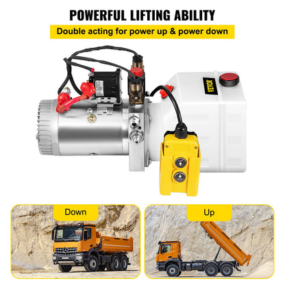 Hydraulic Pump Electric Hydraulic Pump 3 Quart Double Acting Metal Reservoir for Dump Trailer