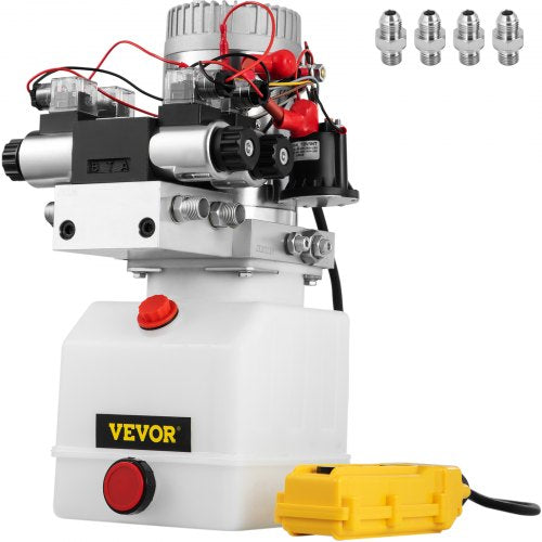 Hydraulic Pump Double Acting Hydraulic Power Unit Double Solenoid Hydraulic Power Pack 12V DC Hydraulic Power Pump with 4.5Liter Reservoir for Dump Trailer Car Lifting