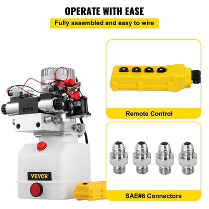 Hydraulic Pump Double Acting Hydraulic Power Unit Double Solenoid Hydraulic Power Pack 12V DC Hydraulic Power Pump with 4.5Liter Reservoir for Dump Trailer Car Lifting