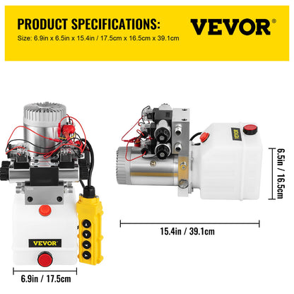 Hydraulic Pump Double Acting Hydraulic Power Unit Double Solenoid Hydraulic Power Pack 12V DC Hydraulic Power Pump with 4.5Liter Reservoir for Dump Trailer Car Lifting