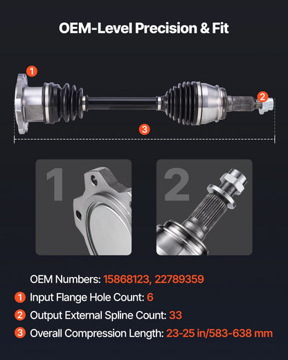 CV Axle Shaft Assembly, 2 Pieces Front Left & Right (Driver and Passenger Side), Automotive Replacement CV Axles Pair Compatible with 2007-2020 Cadillac Escalade, Alloy Steel & Carbon Steel