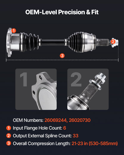 CV Axle Shaft Assembly, 2 Pieces Front Left & Right (Driver and Passenger Side), Automotive Replacement Axles Pair Compatible with 1999-2006 Chevrolet Silverado 1500, Alloy Steel & Carbon Steel