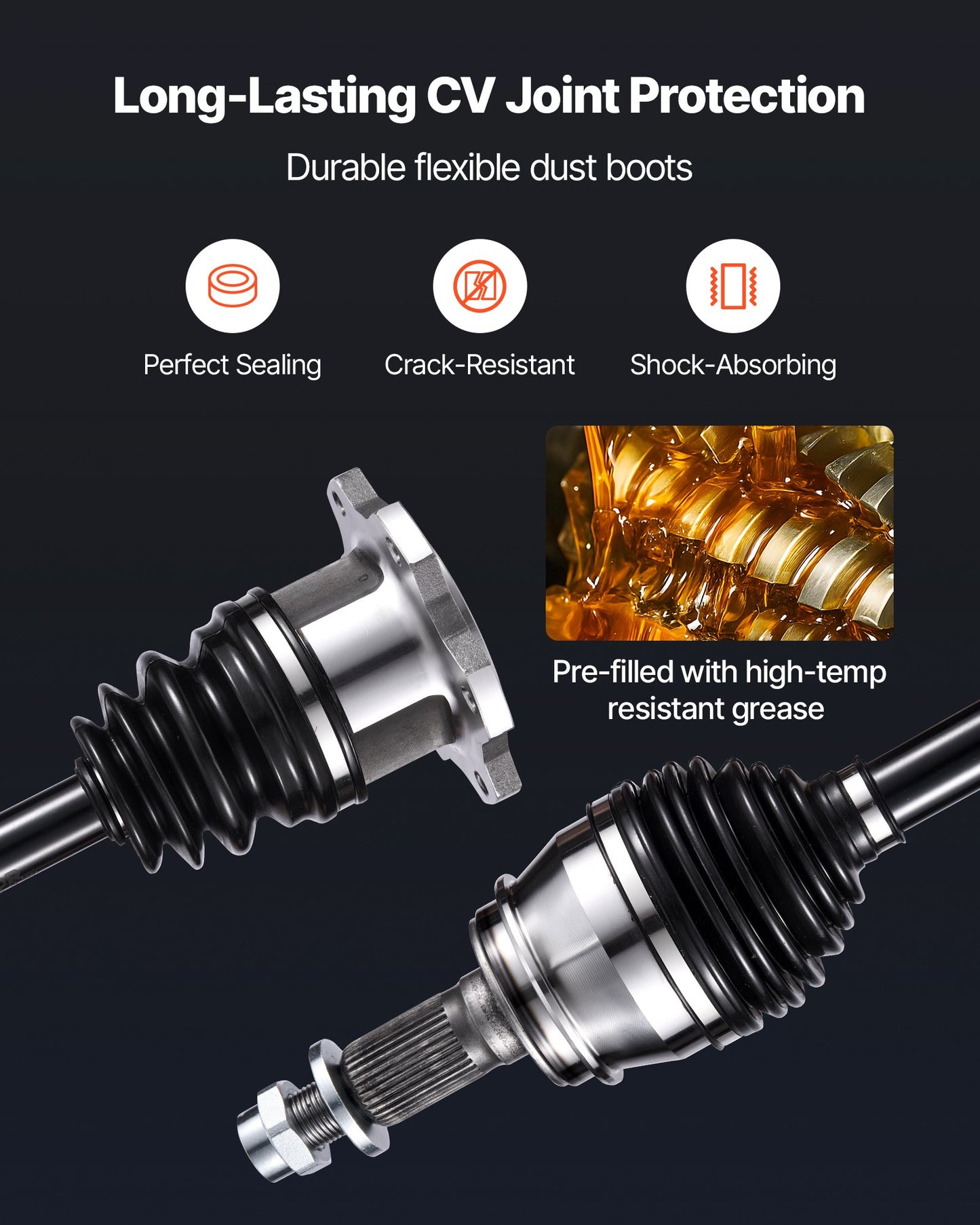 CV Axle Shaft Assembly, 2 Pieces Front Left & Right (Driver and Passenger Side), Automotive Replacement Axles Pair Compatible with 1999-2006 Chevrolet Silverado 1500, Alloy Steel & Carbon Steel