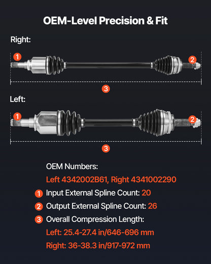 CV Axle Shaft Assembly, 2 Pieces Front Left & Right (Driver and Passenger Side), Automotive Replacement CV Joint Axles Pair Compatible with 2009-2018 Toyota Corolla, Alloy Steel & Carbon Steel