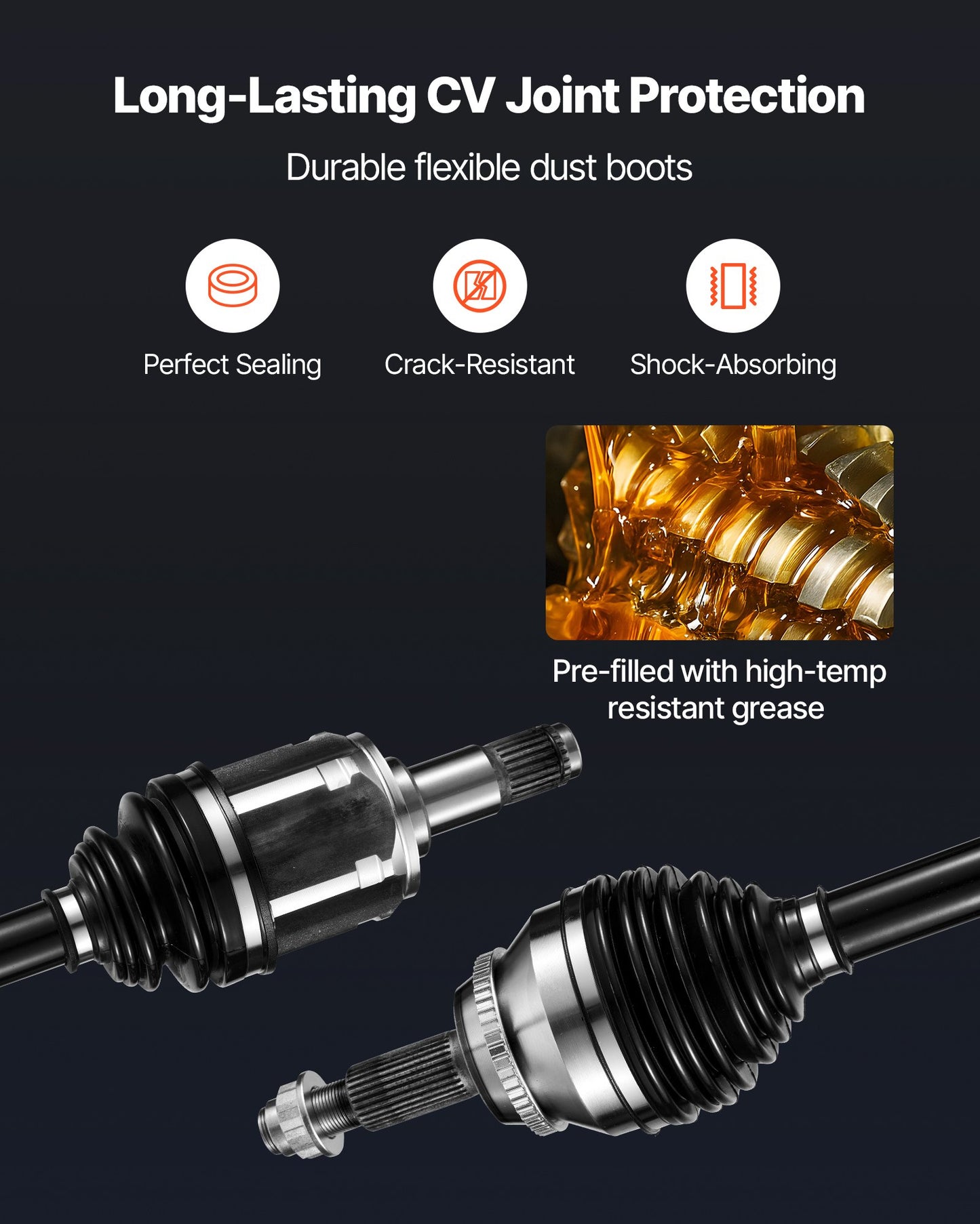 CV Axle Shaft Assembly, 2 Pieces Front Left & Right (Driver and Passenger Side), Automotive Replacement CV Joint Axles Pair Compatible with 2004-2010 Toyota Sienna, Alloy Steel & Carbon Steel