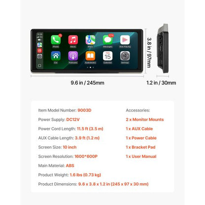 Car Stereo Radio CarPlay Touchscreen 10 inch Apple Android Auto Bluetooth