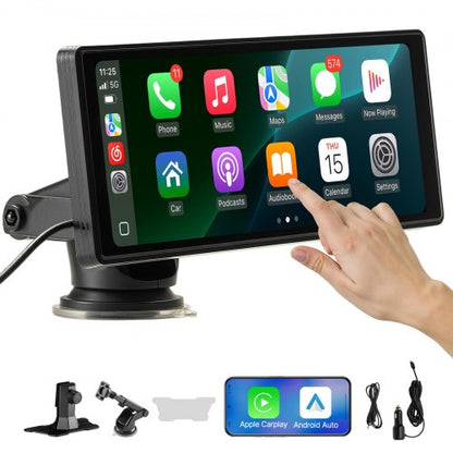 Wireless Car Stereo, 10-Inch HD Portable Radio Touch Screen Compatible with Apple CarPlay and Android Auto, CarPlay Screen for Car with Voice Control, Mirror Link, Bluetooth, GPS Navigation