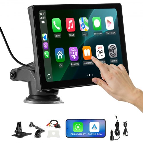 Wireless Car Stereo, 9-Inch HD Portable Radio Touch Screen Compatible with Apple CarPlay & Android Auto, CarPlay Screen with Backup Camera, Voice Control, Mirror Link, Bluetooth, GPS Navigation