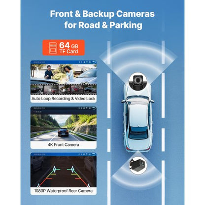 Bilstereo Radio CarPlay Pekskärm 9-tums Apple Android Fram-/bakkamera