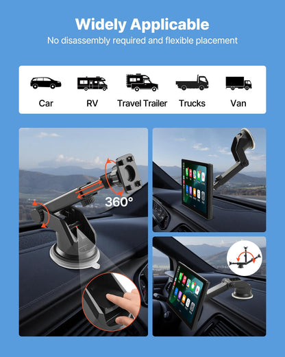 Wireless Car Stereo, 9-Inch HD Portable Radio Touch Screen with Apple CarPlay and Android Auto, CarPlay Screen with Front & Backup Cameras, Voice Control, Mirror Link, Bluetooth, GPS Navigation