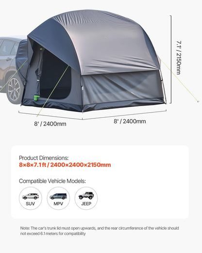 SUV Campingzelt Outdoor SUV Zelt mit 2 Türen Wasserdicht für 5-8 Personen