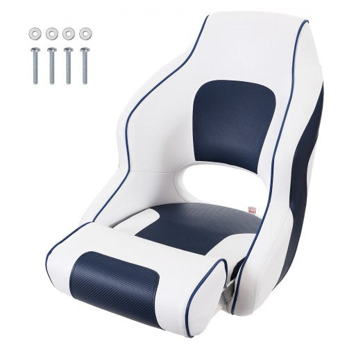 Captain Bucket Seat Boat Seat, Flip Up Boat Seat, with Thickened Sponge Padding, Flip-up Bolster Boat Captain Chair for Fishing Boat, Sightseeing Boat, Speedboat, Canoe, 1-Piece