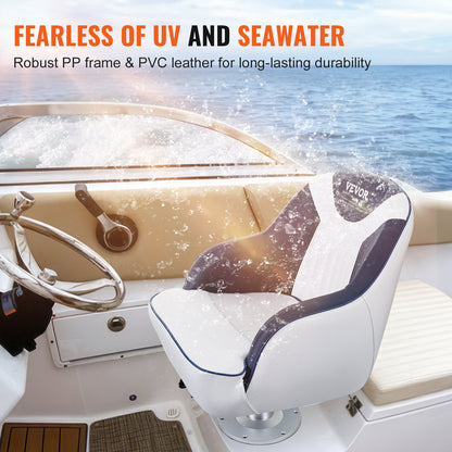 Captain Bucket Seat, Pontoon Boat Seat with Thickened Sponge Padding, Boat Captain Chair for Fishing Boat, Sightseeing Boat, Speedboat, Canoe, 1-Piece