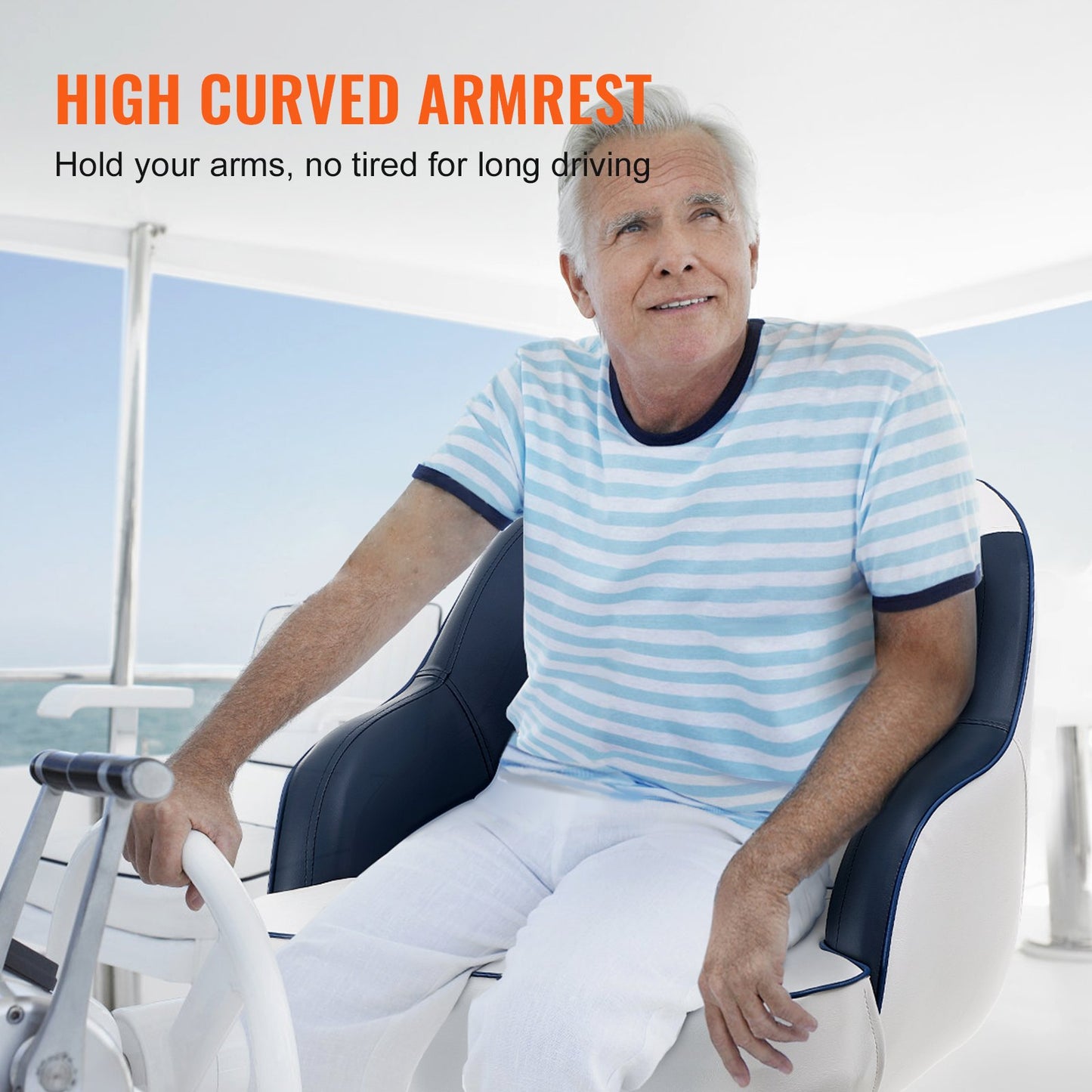 Captain Bucket Seat, Pontoon Boat Seat with Thickened Sponge Padding, Boat Captain Chair for Fishing Boat, Sightseeing Boat, Speedboat, Canoe, 1-Piece