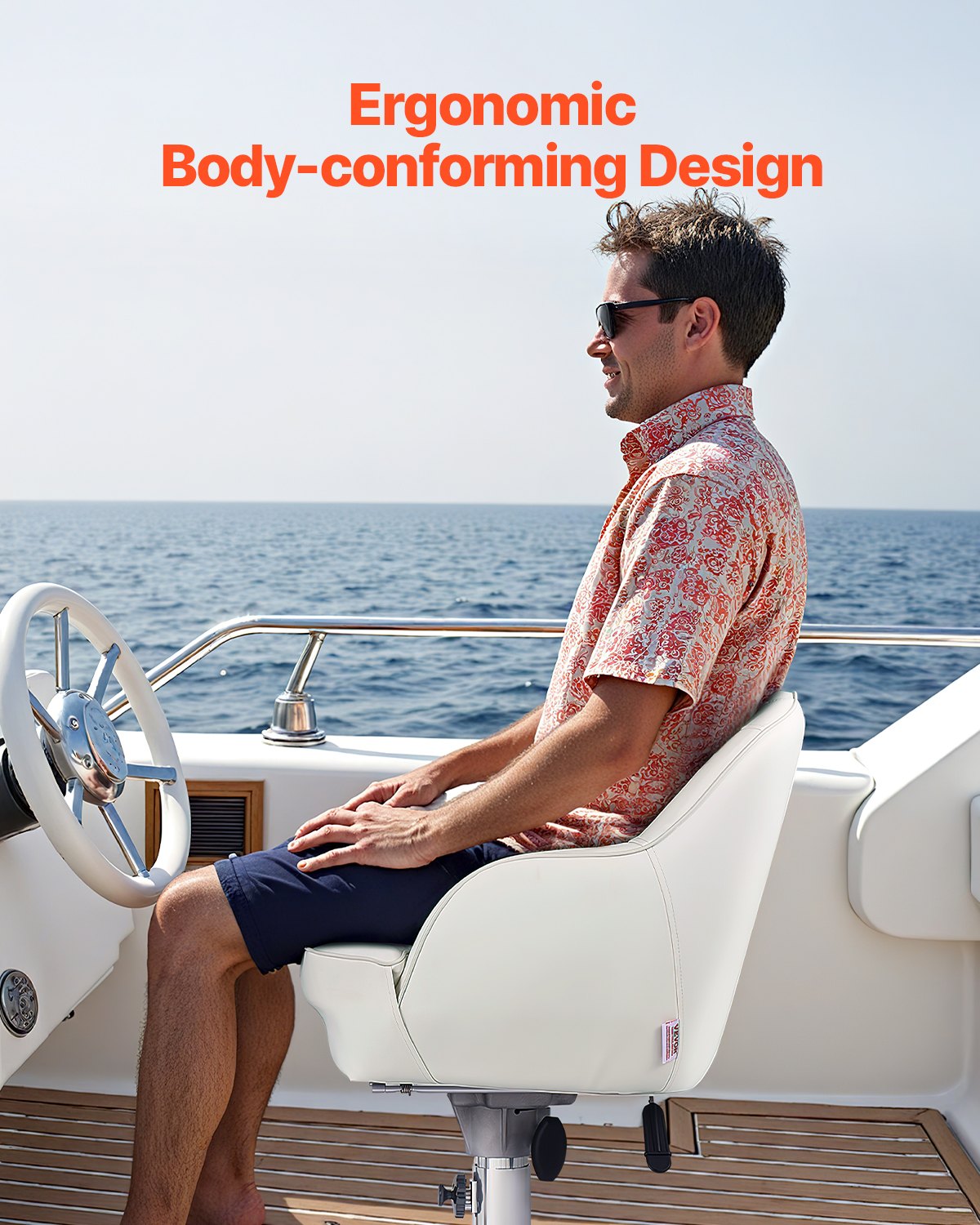 Båtsits Lågt ryggstöd PVC Läder Kapten Bucket Seat Vit