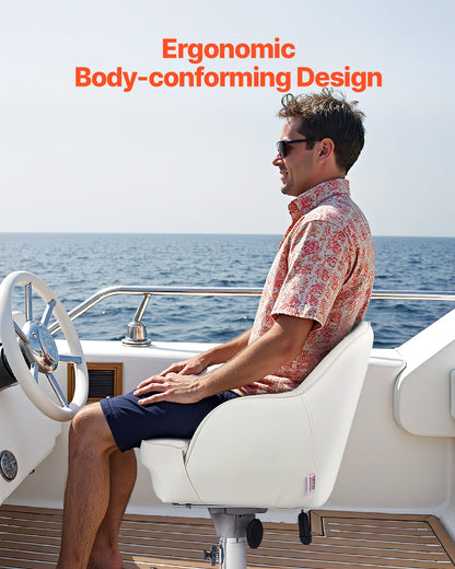 Båtsits Lågt ryggstöd PVC Läder Kapten Bucket Seat Vit