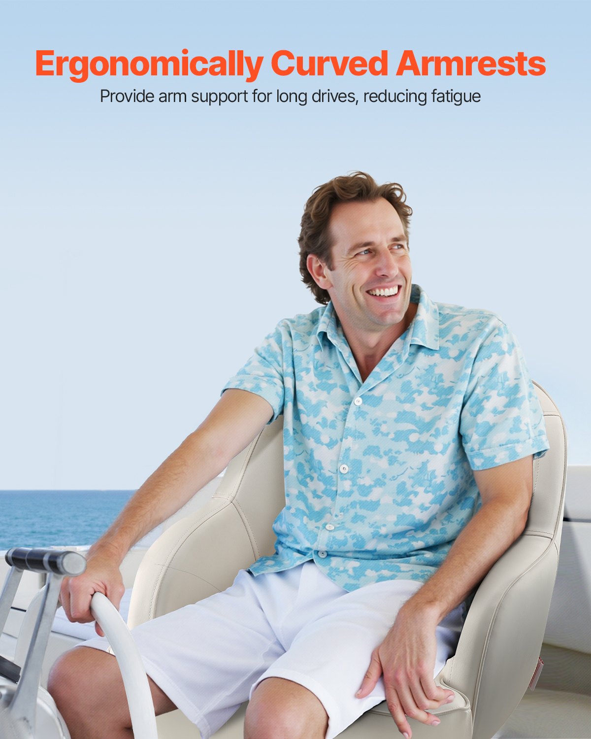 Båtsits Lågt ryggstöd PVC Läder Kapten Bucket Seat Vit