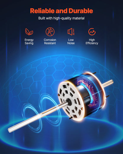 1/3HP RV Air Conditioner Motor with Capacitor, AC115V 3A, 1675 RPM, Replacement for Coleman Mach RV AC Fan Motor, Replaces Fasco D1092, 1468-306, 1468-3068, 1468-3069, 7184-0156, 7184-0432