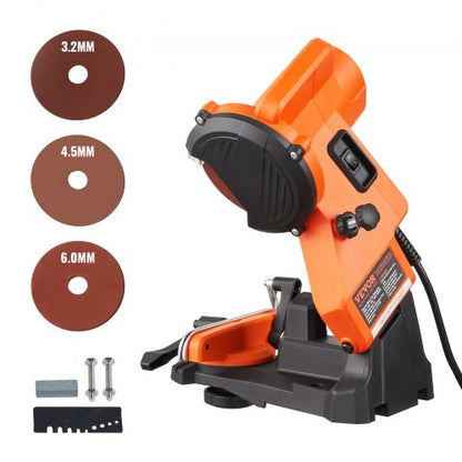 Electric Chainsaw Sharpener, 140W Electric Saw Chain Blade Sharpener 5700RPM, Professional Bench Chain Saw Sharpening Tool with 3 Grinding Wheels Fit 0.25" to 0.404" Pitch Chains