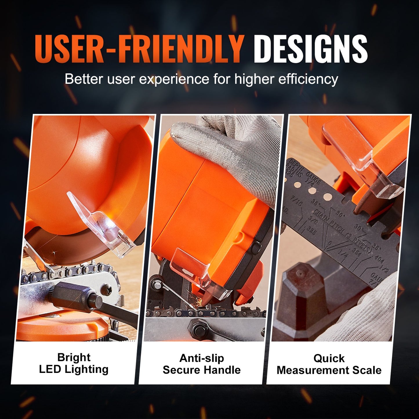 Electric Chainsaw Sharpener, 140W Electric Saw Chain Blade Sharpener 5700RPM, Professional Bench Chain Saw Sharpening Tool with 3 Grinding Wheels Fit 0.25" to 0.404" Pitch Chains