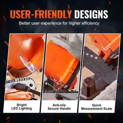 Electric Chainsaw Sharpener, 140W Electric Saw Chain Blade Sharpener 5700RPM, Professional Bench Chain Saw Sharpening Tool with 3 Grinding Wheels Fit 0.25" to 0.404" Pitch Chains