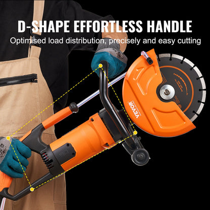 9'' elektrisk betongsåg våt/torrsåg med vattenpump och blad