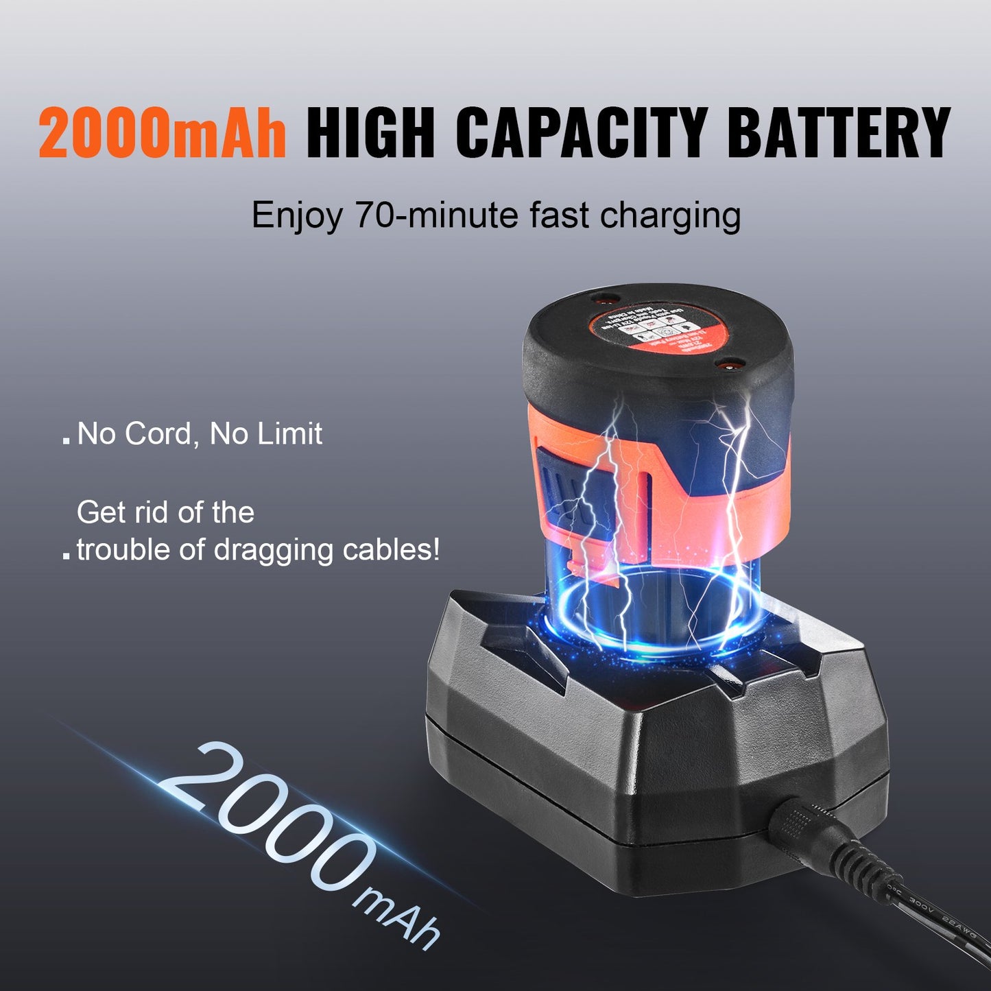 12V Electric Drain Auger, 25FT Cordless Plumbing Snake Auto Feed, Pipeline Snake Drain Clog Remover with Power Drill for 3/4"-2" Pipes, 2.0Ah Battery and Charger Included