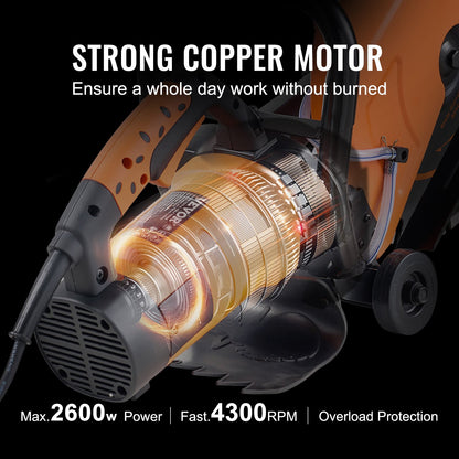 14'' elektrisk betongsåg våt/torrsågskärare med vattenpump och blad