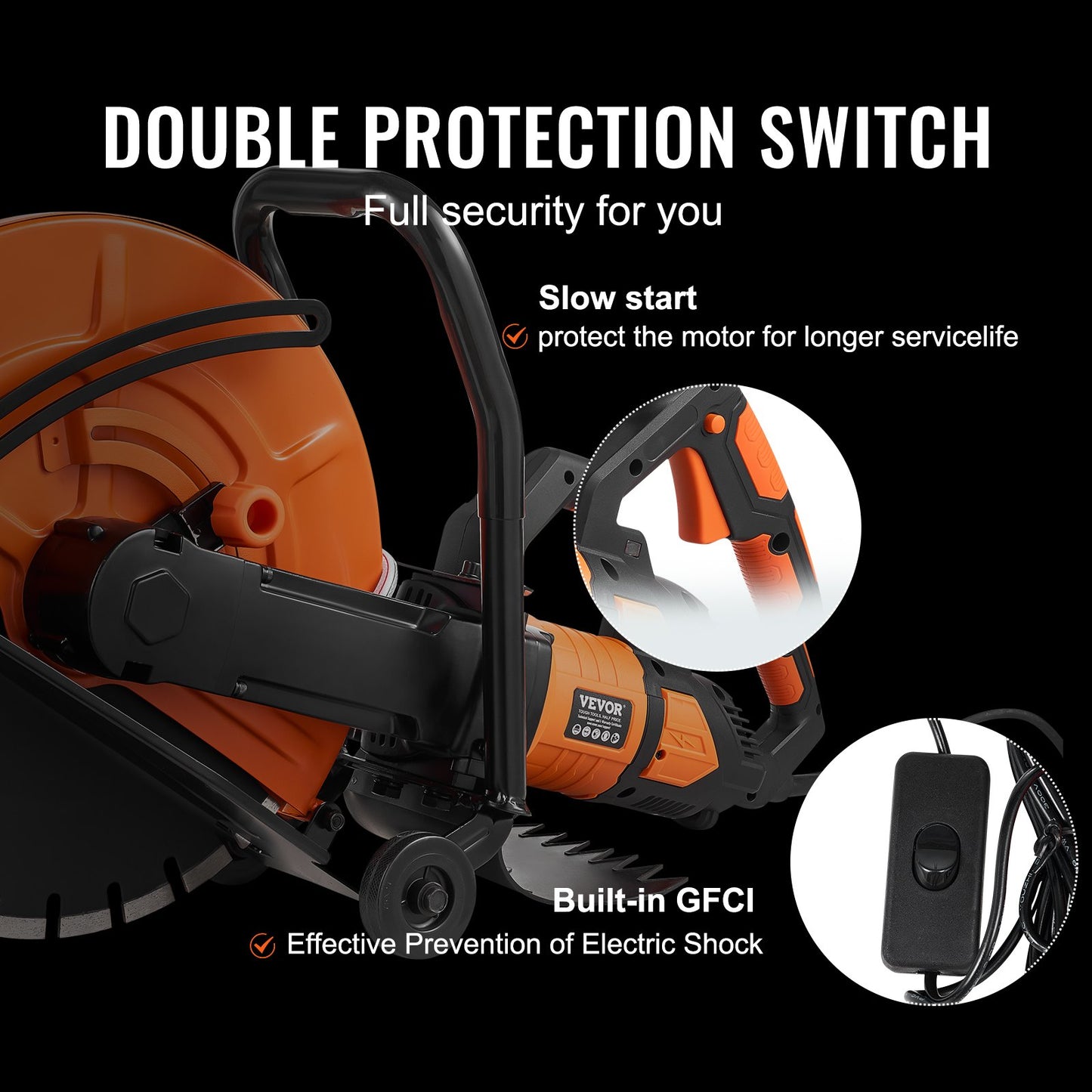 Electric Concrete Saw, 16 in, 3200 W Motor Circular Saw Cutter with Max. 6 in Adjustable Cutting Depth, Wet Disk Saw Cutter Includes Water Line, Pump and Blade, for Stone, Brick